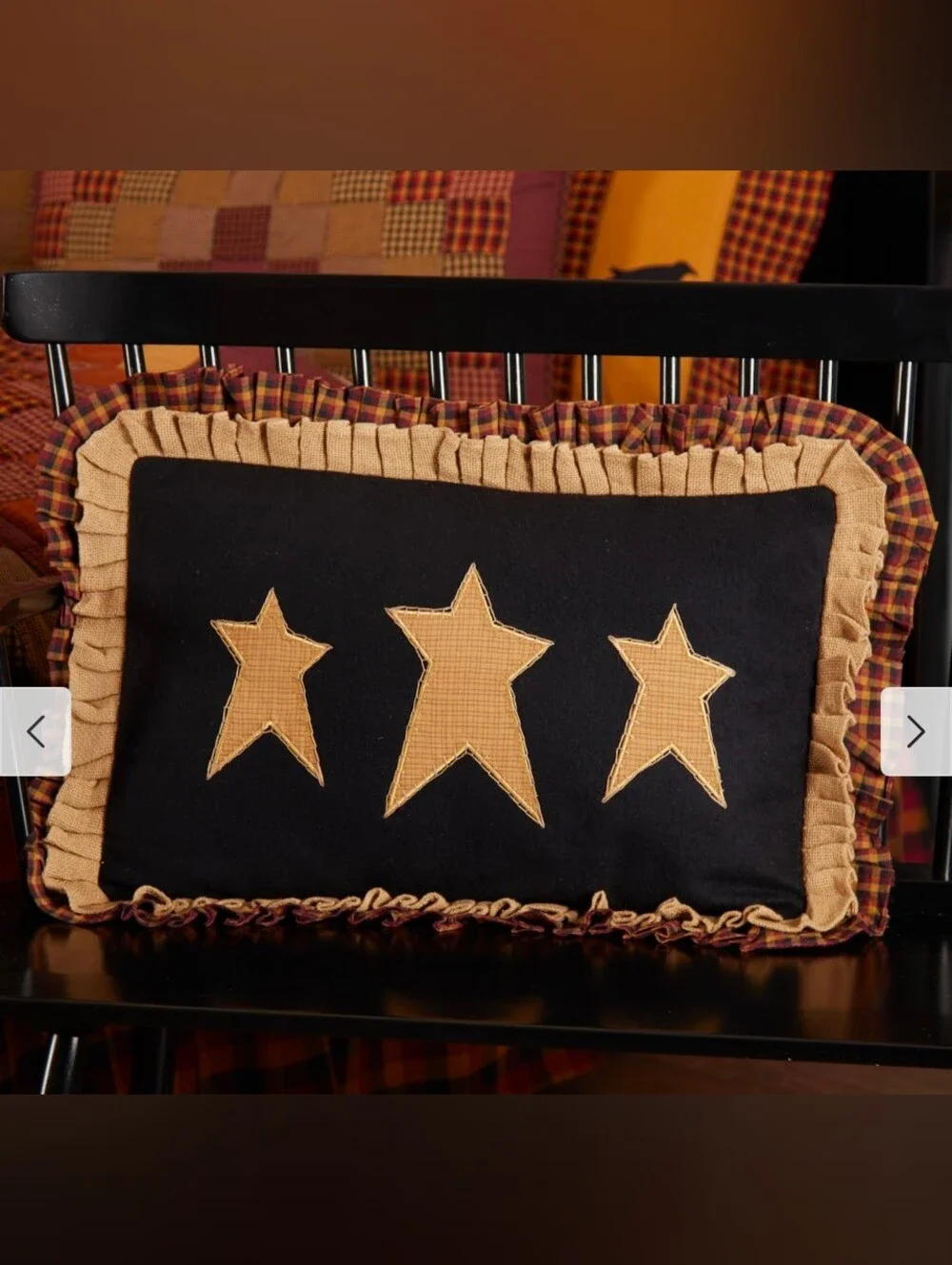 Heritage Farms Black Burgundy Mustard Primitive Stars 14 